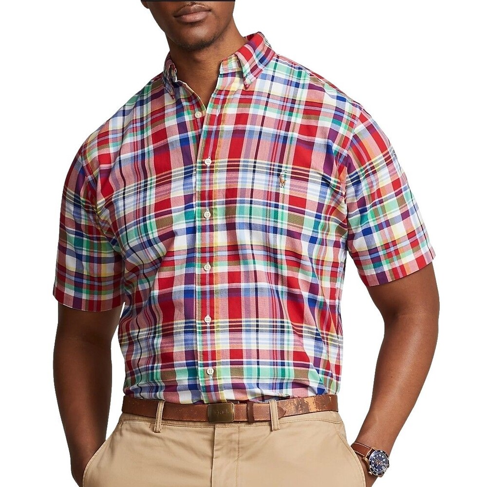 Polo Ralph Lauren Men's Button-up Shirt 3XB Big Tall Madras Plaid MSRP $125